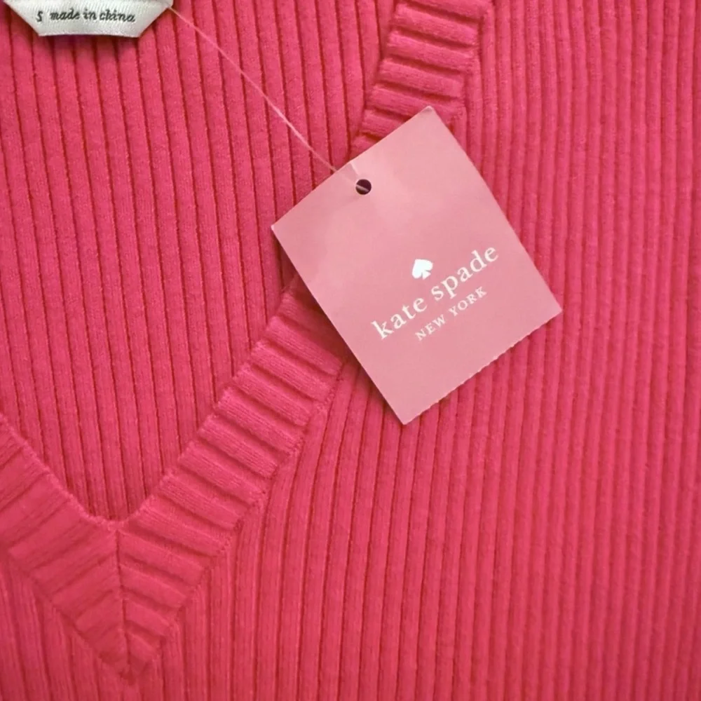 NWT KATE SPADE Bright Rose‎ Pink V Neck Sweater Dress - Picture 3 of 5